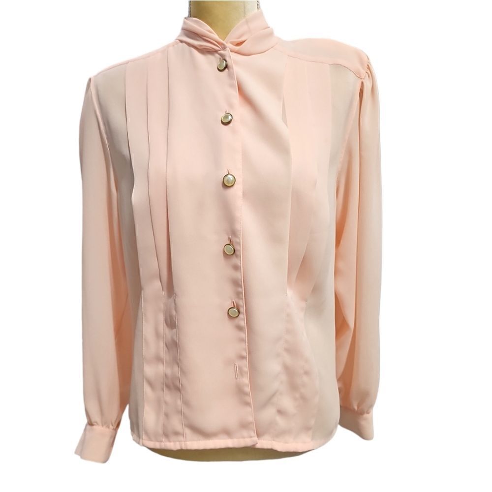 Josephine Chaus Pastel Pink Vintage Sheer Blouse Size 10